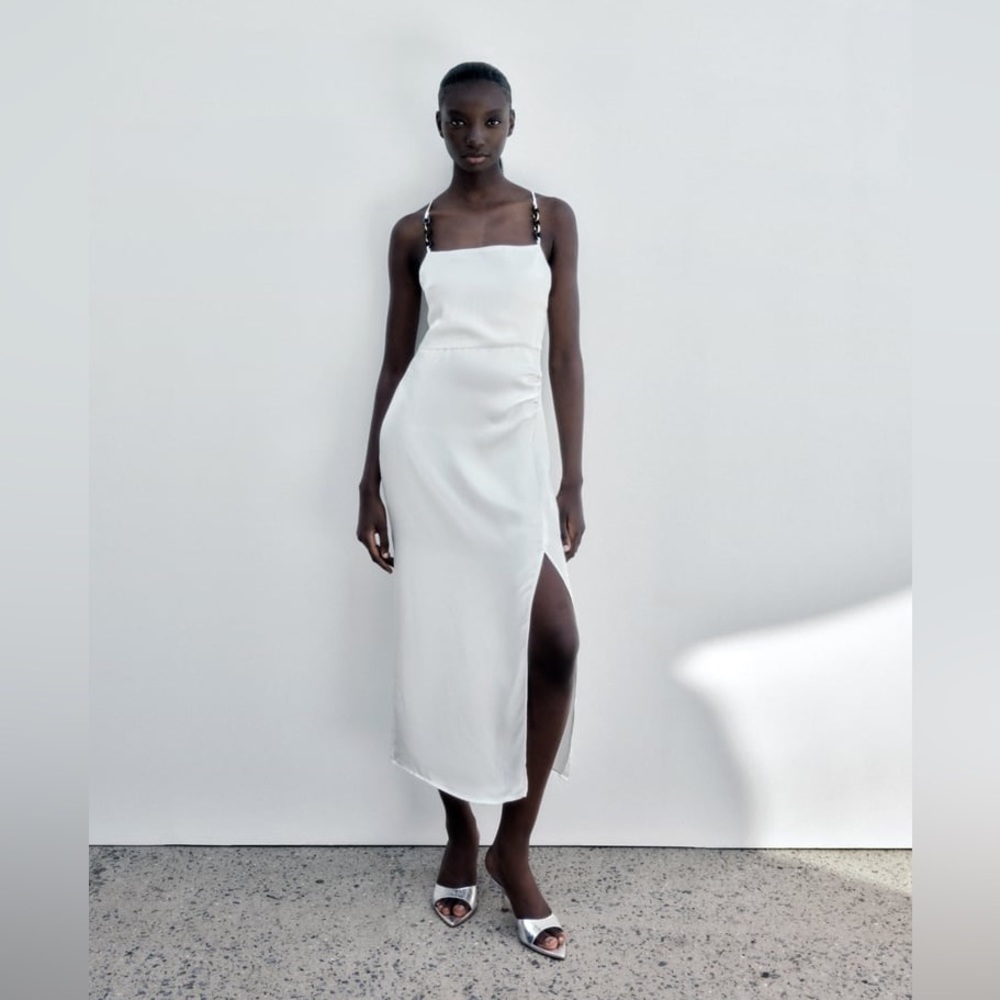 ZARA CHAIN STRAP SATIN EFFECT DRESS XXL
